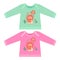 Baby clothes with cartoon animals. Sketchy little pink lion