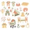 Baby clothes and furniture, children store vector