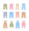 Baby clothes pants jeans rompers color flat icons