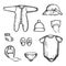 Baby clothes set vector icons