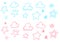 Baby cloud star doodle sketch for paper design. set of isolated vector design elements for kids in pink and blue color for girls