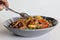 Baby corn chilly. An Indo Chinese dish with crisp fried baby corn in a spicy sauce with sauteed onions and bell peppers