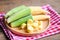 Baby corn on wooden plate, Fresh young baby corn for cooking health food, Close up raw organic baby corn on tablecloth background