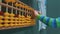 Baby counting on abacus playing in daycare with financial tools, elementary education Close up