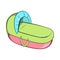 Baby cradle bed icon, cartoon style