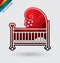 Baby cradle bed vector icon eps8