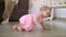 Baby crawling on floor at home. Sweet childhood. Toddler walking in home