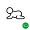 Baby crawling icon. Line style kid silhouette.