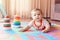 Baby crawling on playmat. Early education development