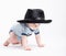 Baby Crawling Wearing a Black Fedora