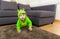 Baby creeping with dinosaur dressing