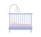 Baby crib icon in pastel vintage colors. Furniture for a newborn, a crib in a nursery. Flat clipart isolated on white