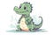 Baby Crocodile Sticker On Isolated Tansparent Background, Png, Logo. Generative AI