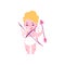 Baby cupid, amur and angel with bow and arrows laughing.