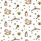 Baby cute toddler line icon vector pattern.