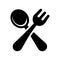 Baby cutlery icon. Black and white silhouette of a baby fork and spoon.