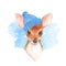 Baby Deer in blue hat. Cute fawn