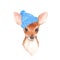 Baby Deer in blue hat. Hand drawn cute fawn