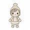 Baby Doll Embroidery Design On White Background