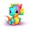 Baby dragon bundle for coloring page. Cute baby dragon set, smiling and sitting on a white background. Colorful baby dragons