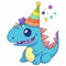 Baby dragon cartoon design collection. Colorful dragons wearing party caps set design for kids coloring pages. Colorful baby