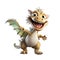 Baby dragon laughing, isolated background