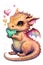 Baby dragon spreading love hearts