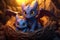 Baby dragons in the nest,Super cute monster,Fantasy,3d illustration.GenerativeAI.