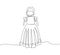 Baby dress and christening cap one line art. Continuous line drawing of clothing, dress, children s, wardrobe, dress up