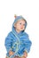Baby dressing blue bathrobe