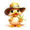 Baby duck wearing hat cartoon