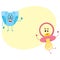 Baby dummy, pacifier and diaper, nappy characters, child care concept