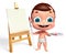 Baby with easel and color palate