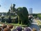 Baby elephant Bambi covered wth colorful plants in Miracle garden, Dubai