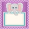 Baby elephant holding blank label