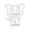 Baby Elephant Line Art vector illustration