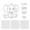 Baby elephant outline design with seamless patterns
