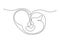 Baby embryo in womb, fetus one art line continuous drawing. Silhouette cute unborn fetus child on mother womb in