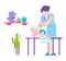 Baby examination, pediatrician doctor at hospital vector illustration. Child patient flat character medical check up on