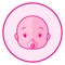 Baby face. Pink baby icon on a white background