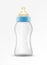 Baby feed bottle isolated plastic drink glass on transparent. Baby formula food milk glass