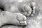 Baby feet monochrome