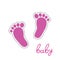 Baby feet pink vector