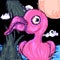 Baby FLAMINGO pixel art cute  tropical illustration