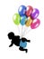 Baby flying on balloons