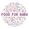 Baby food card. Linear style vector illustration