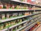 Baby food products on supermarket shelf