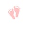 Baby foot icon vector illustration. Soft pink colored baby girl feet icon isolated