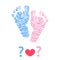 Baby foot print made of finger prints. Baby gender reveal symbol