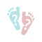 Baby foot prints. Blue colored with Baby boy foot prints background. Baby gender reveal